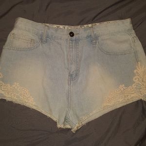 Denim laced shorts